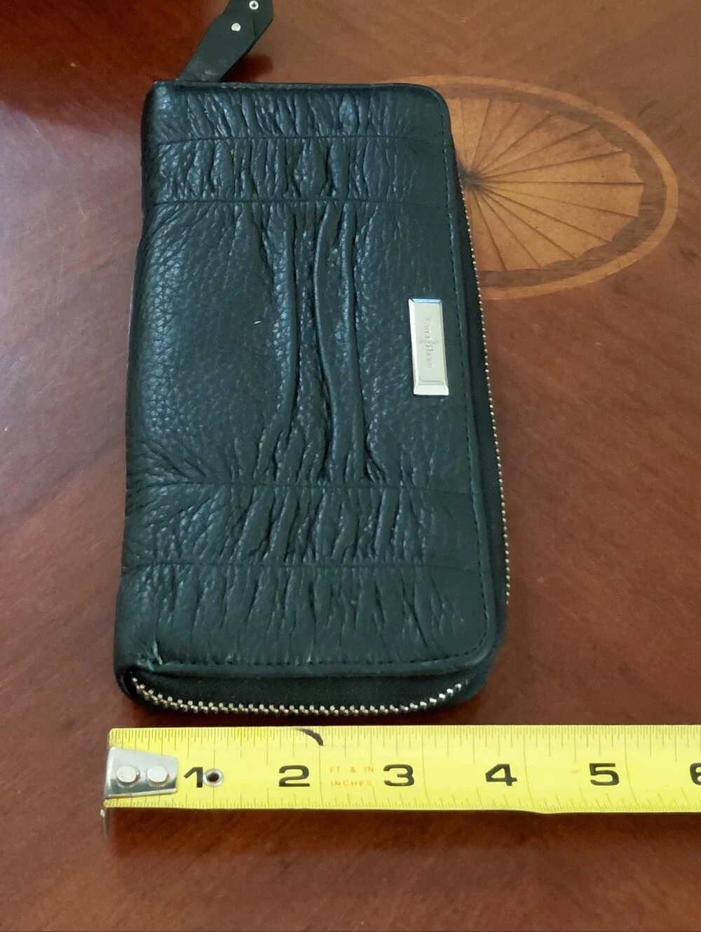 Cole Haan Black Leather Zip Around Wallet – Textured Leather